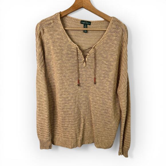 Ralph Lauren Sweaters - Lauren Ralph Lauren Women XL Vintage Linen Open Knit Sweater Beachy Boho